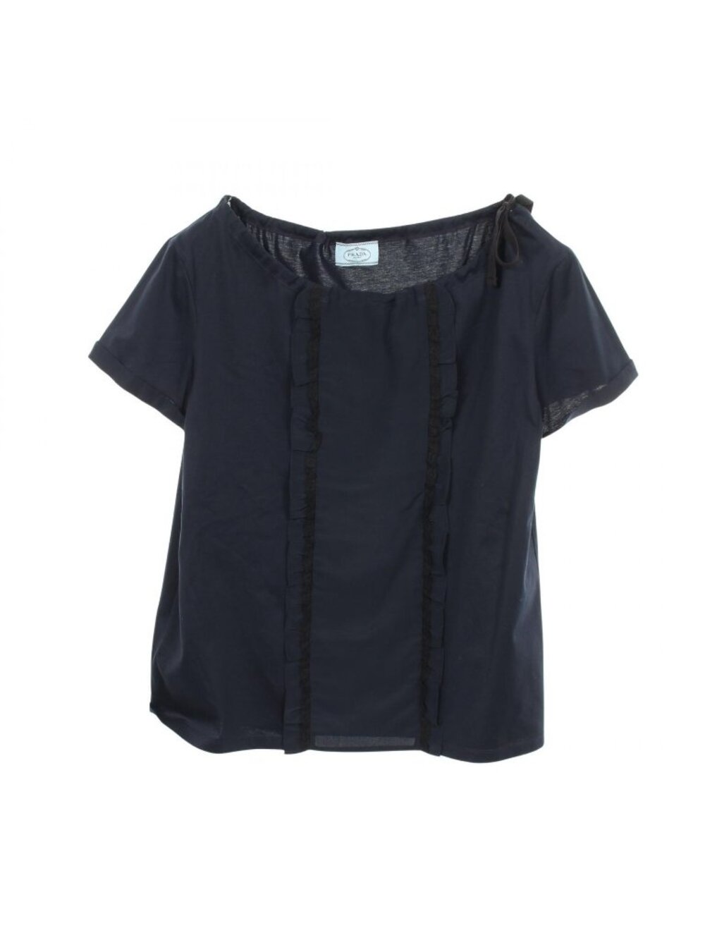 Prada Top Frill Contrast Cotton Top